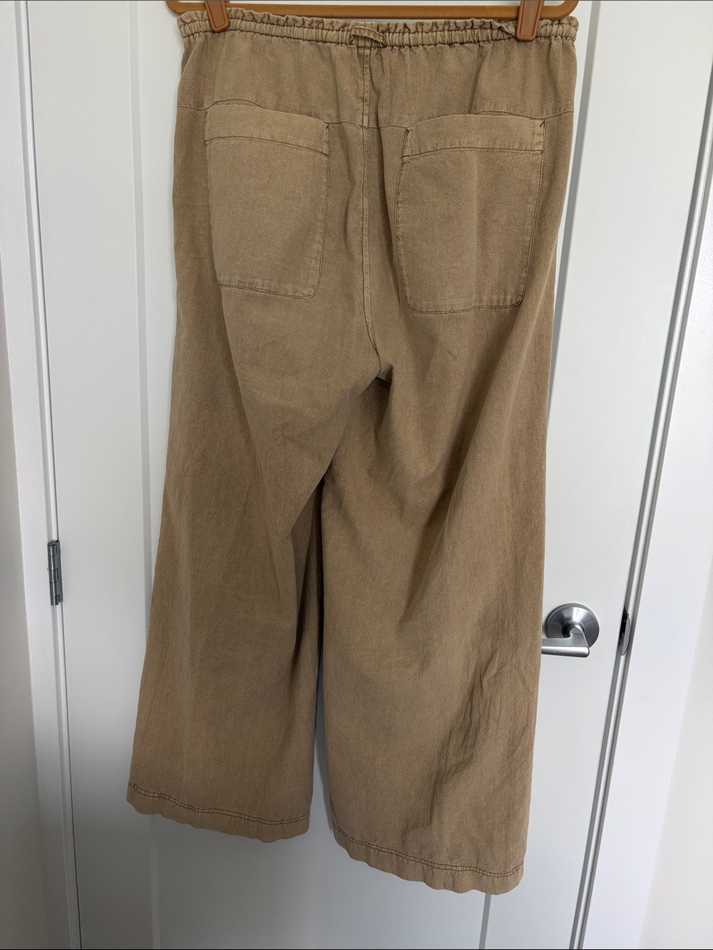 Free People Wide Leg Drawstring Pants in Khaki - Picture 4 of 8